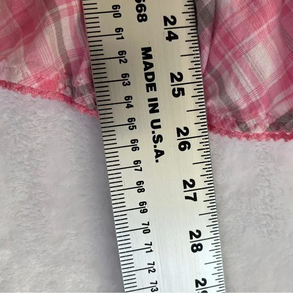 So Wear It Declare It Light Pink and White Plaid Babydoll Sz L Top 100% Cotton - Picture 6 of 6